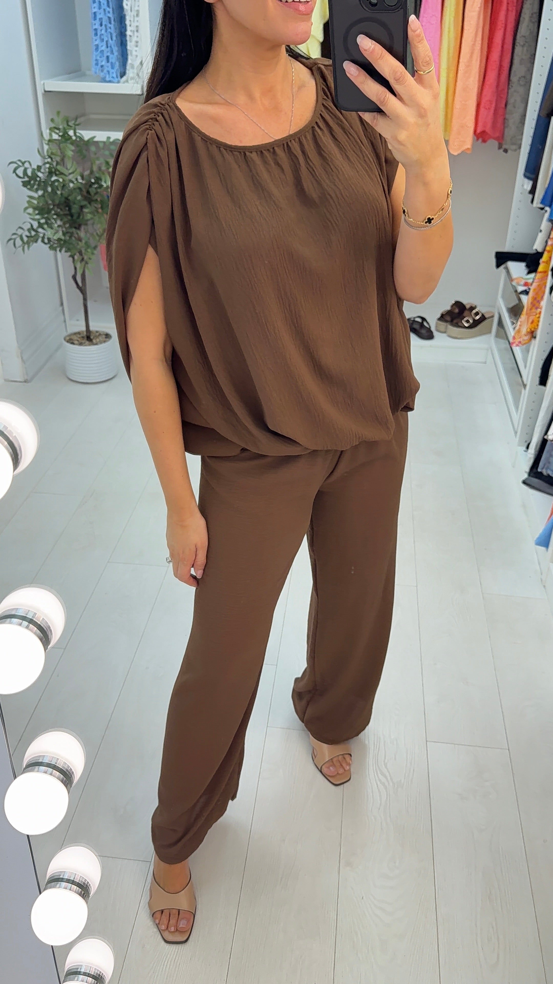 Corina Plain Bubble Hem Co-Ord Set