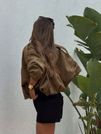 Women's Ultra-Loose Flight Jacket, Casual Zipper Comfortable Fall Daily Wear