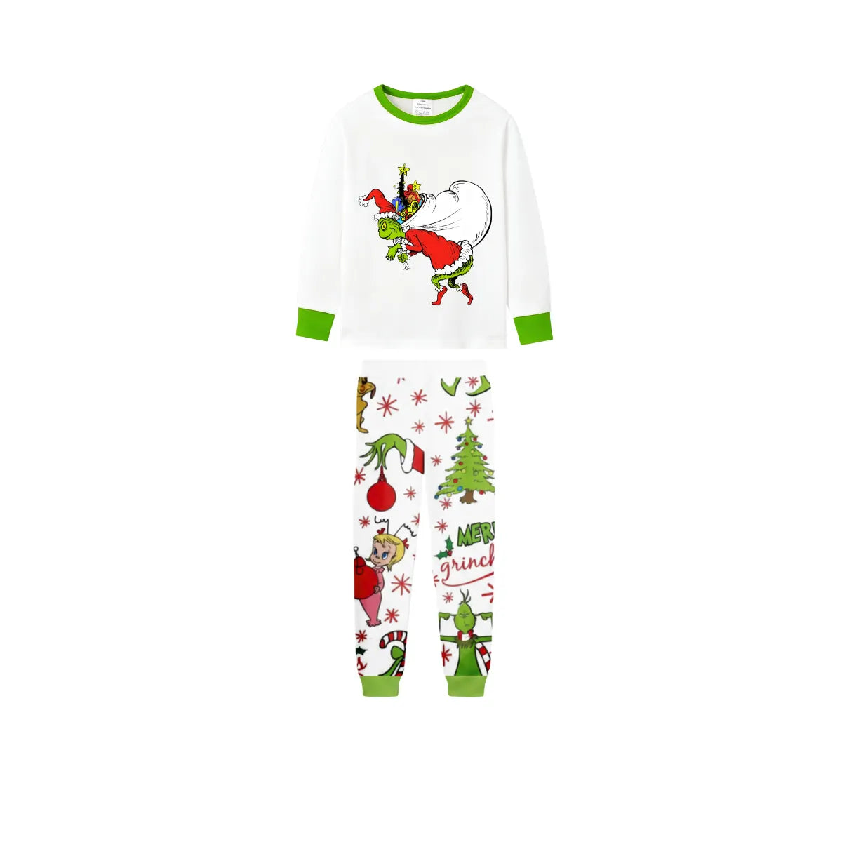 Holiday Family Christmas Pajamas Set With Cartoon Pattern Print
