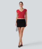 Tie Back Contrast Mesh Top