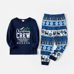Joyful Blue Christmas Pajamas Set With "Christmas Crew Making Memories Together 2025" Print