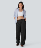 Quick Dry Low Rise Inside Drawstring Straight Leg Casual Pants with Pockets-UPF 40+