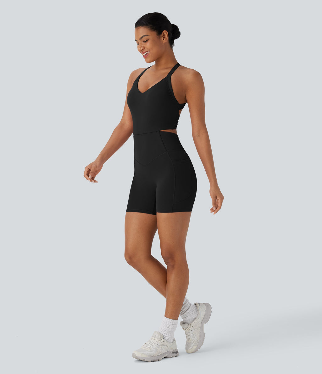 UltraSculptTM SoCinched Tummy Control Training Romper with Pockets-Easy Peezy Edition