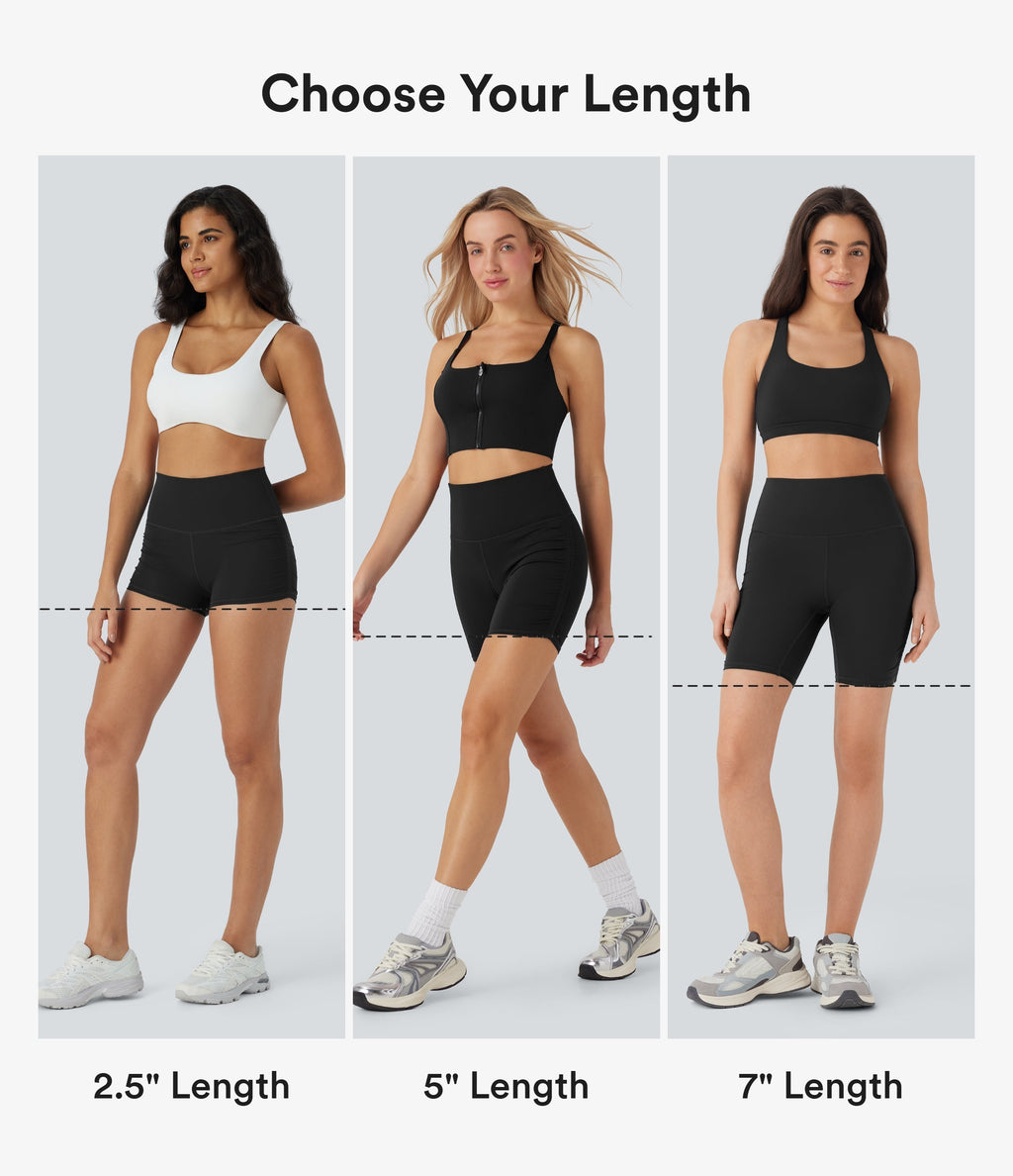 SoftlyZeroTM QuickDry SoCinched High-Waisted Tummy-Control Ruched Running Biker Shorts 5''