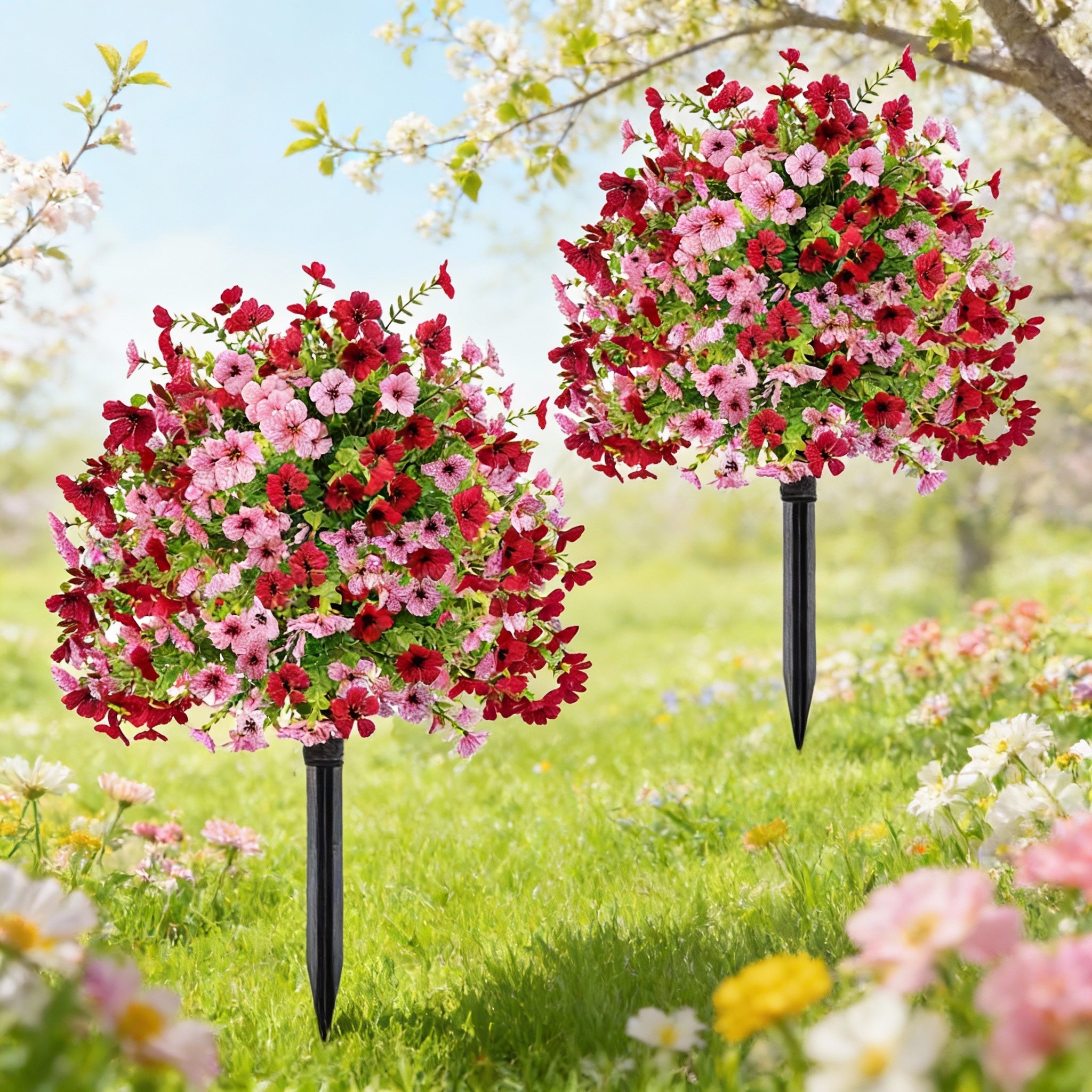 Outdoor Artificial flowers garden stakes – Waterproof,Windproof,UV Resistant Outdoor Faux Floral Decor