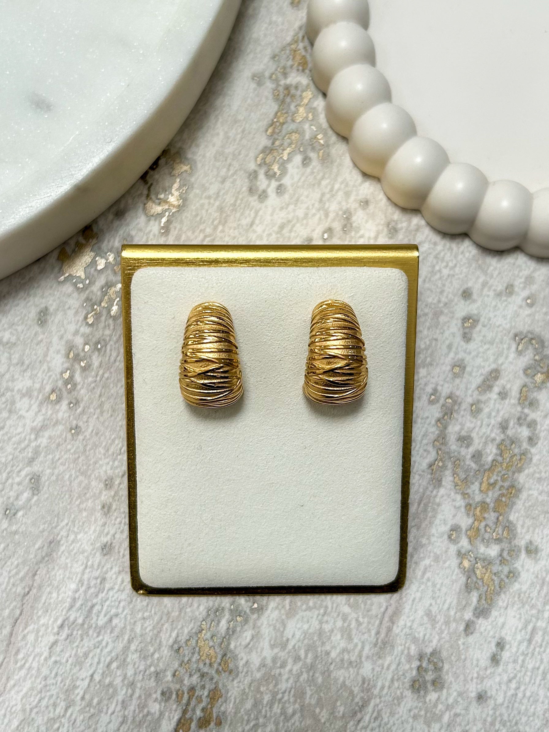 Gold Textured Dangle Earrings