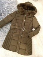 Larsa Khaki Faux Fur Hooded Coat
