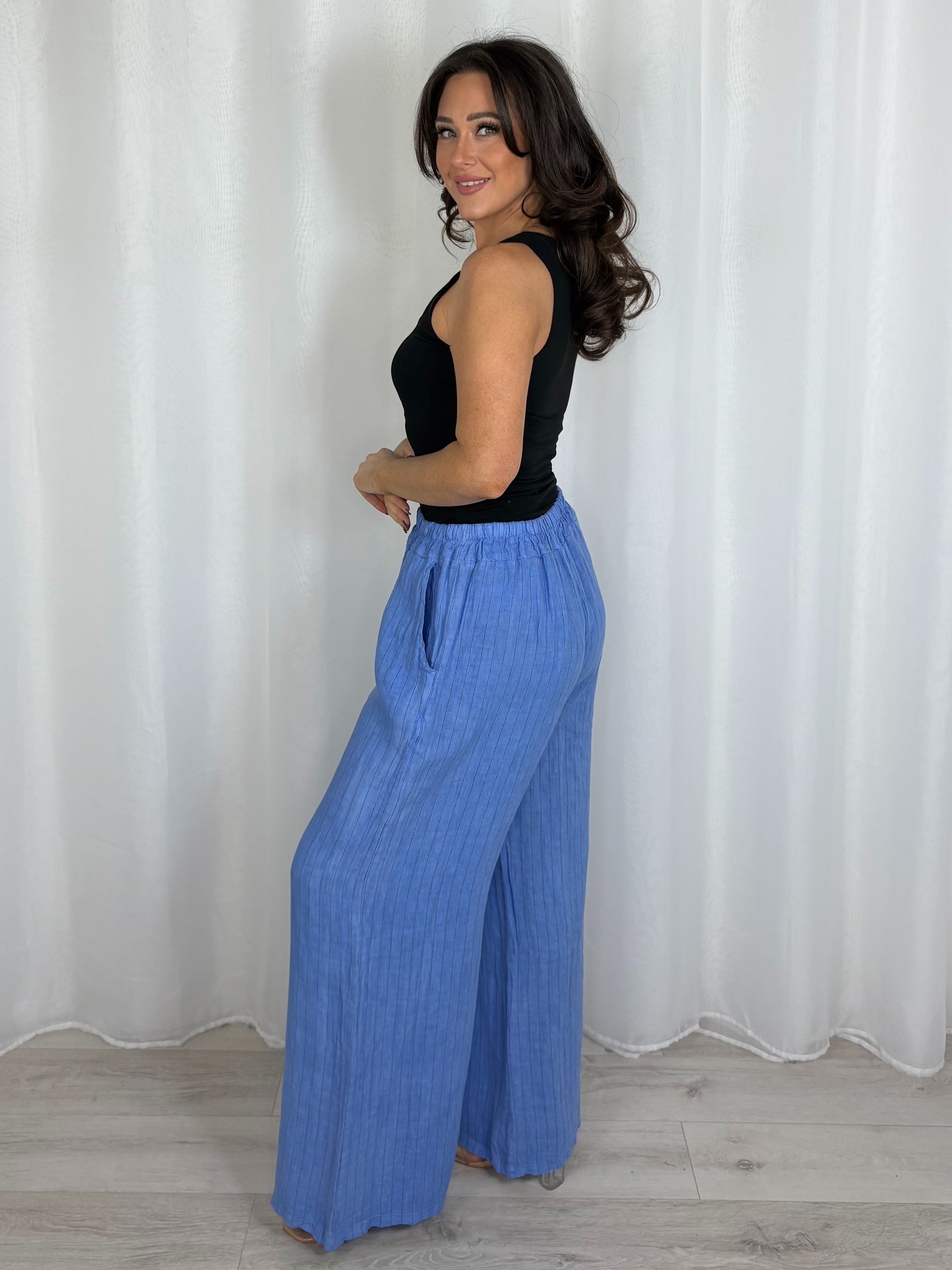 Linen Pinstripe Trousers (7 Colours)