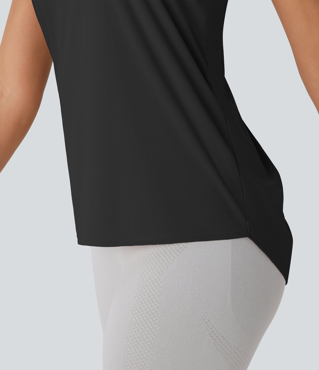Round Neck High Low Cool Touch Quick Dry Running Tank Top