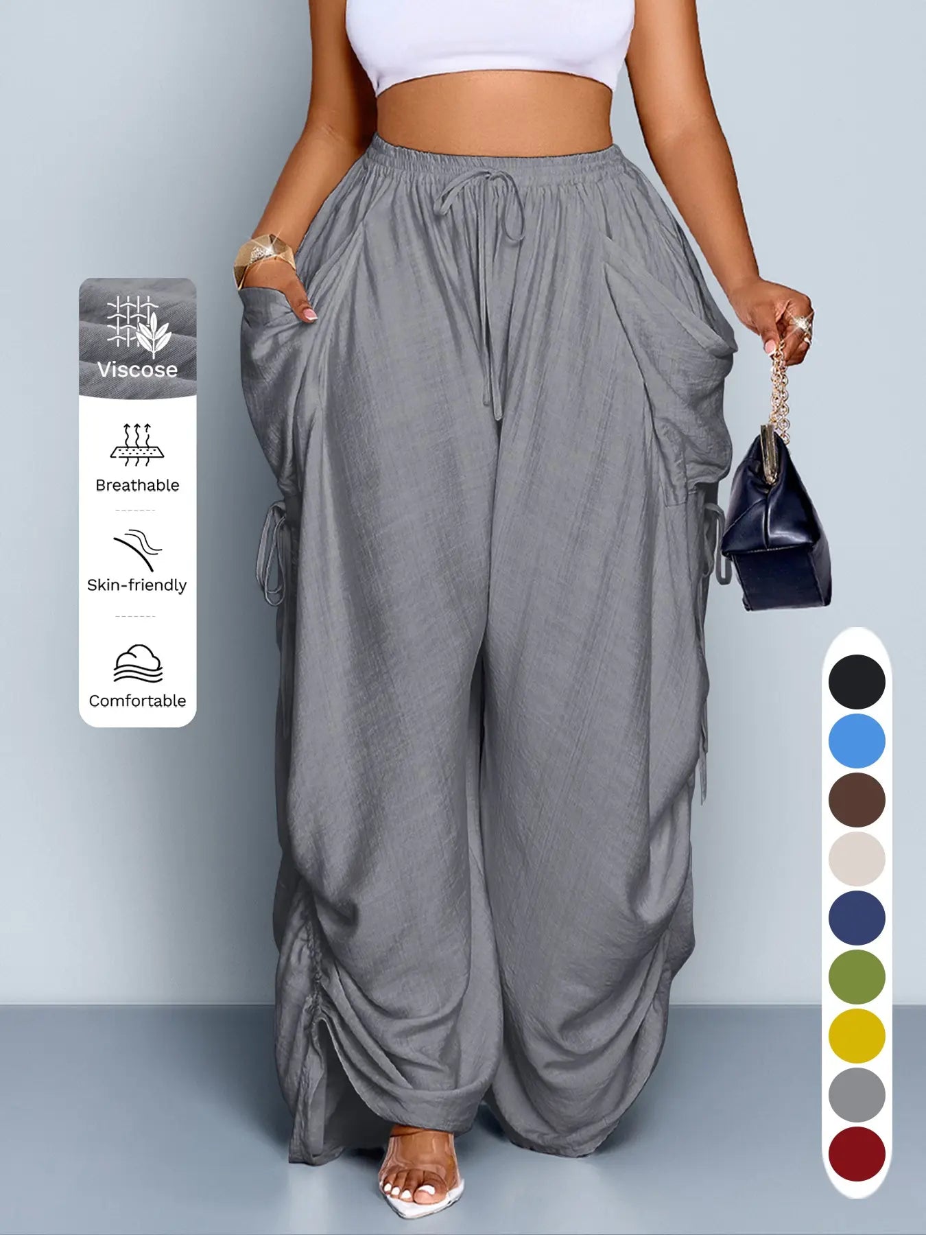 Women's Casual Loose-Fit Wide Leg Pants - All-Season Comfort