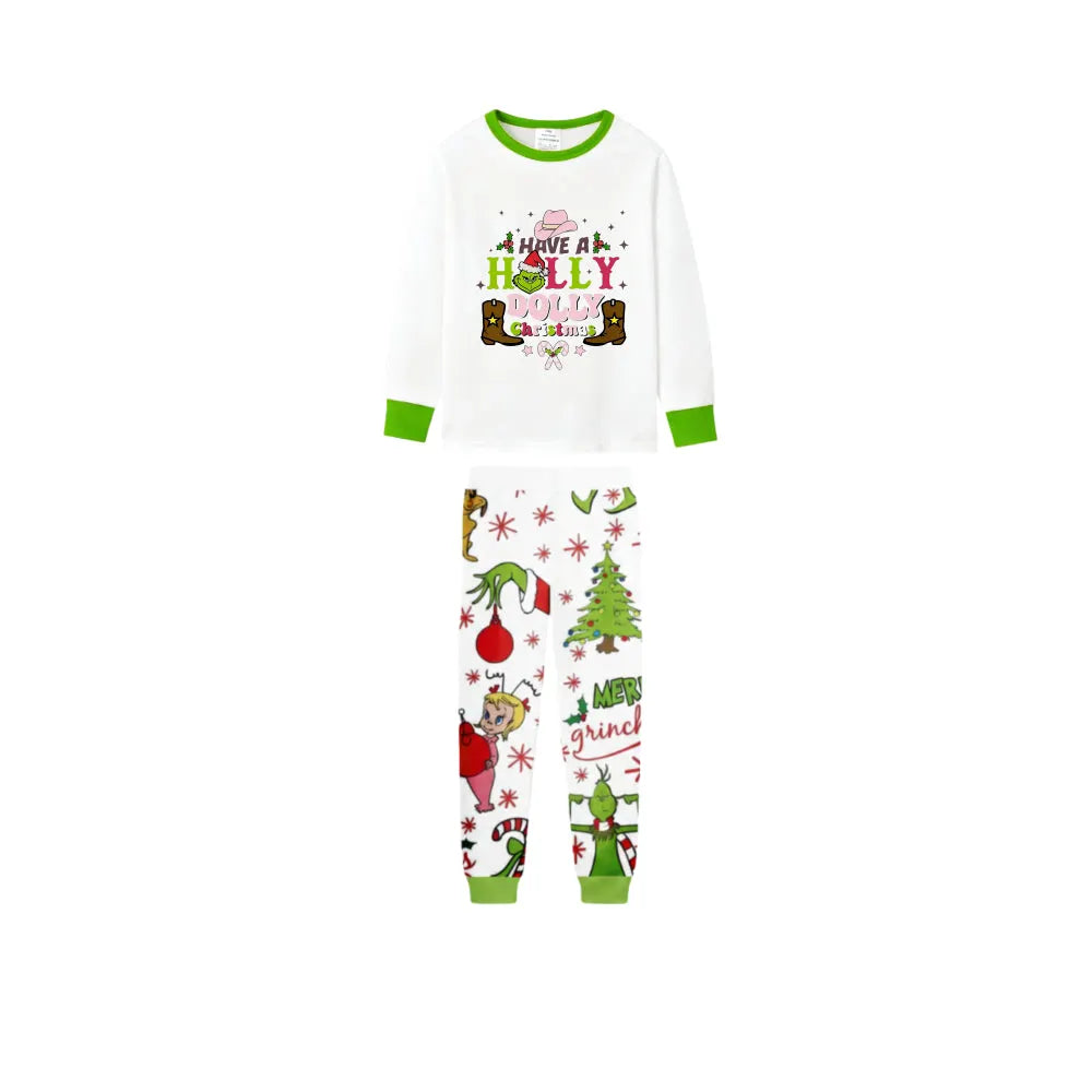 Holiday Family Christmas Pajamas Set With Colorful Xmas Character Pattern Design