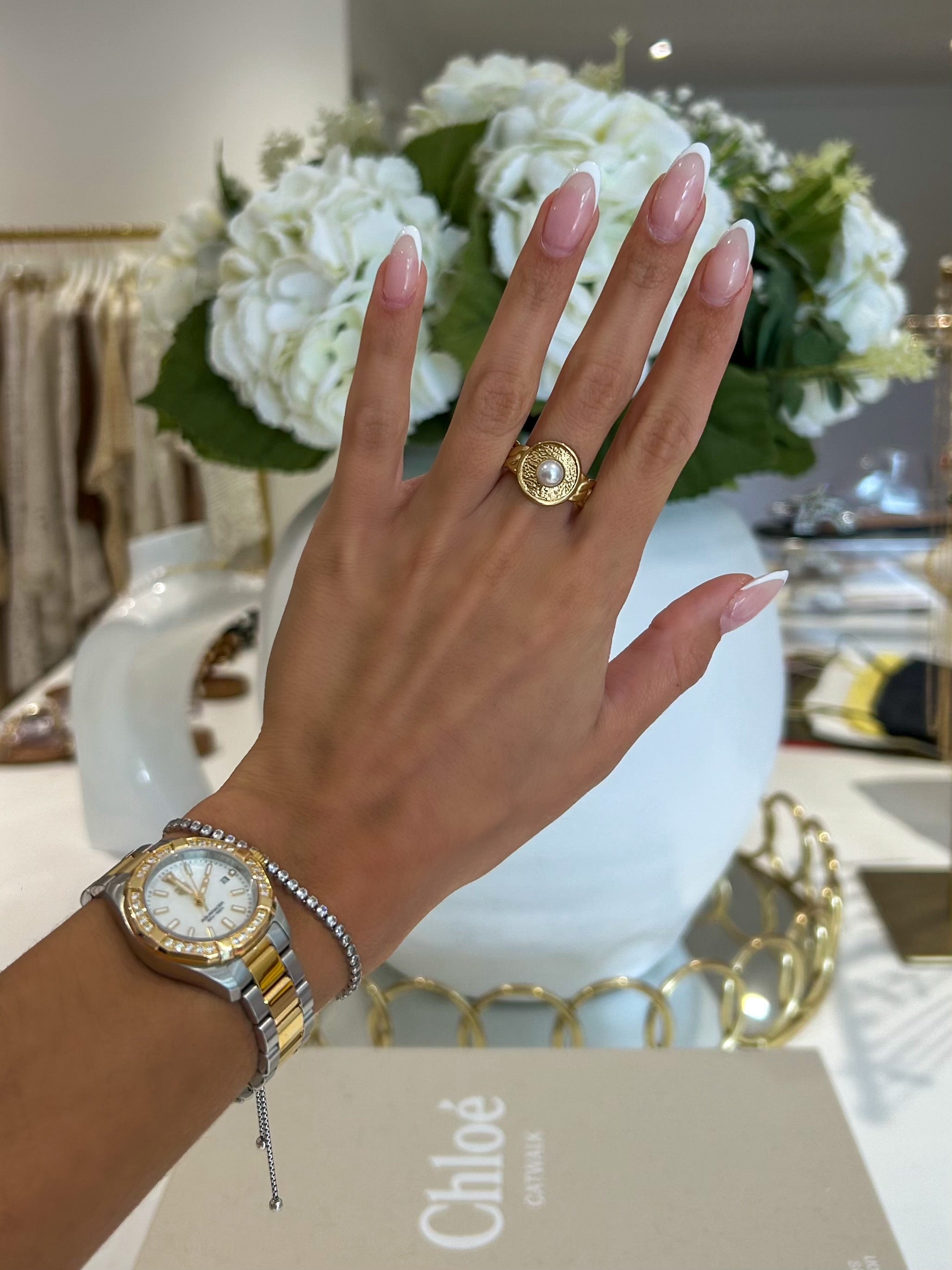 Gold Pearl Ring (19 Styles)