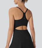 SpeedWaveTM Racerback Cut Out 2 Piece Mini Quick Dry Hiking Active Slip Dress with Pockets