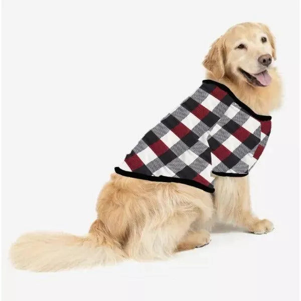 Christmas Tree & "2025 Making Memories Together" Patterned Plaid Sleeve Contrast Tops and Red & Black & White Plaid Pants Family Matching Pajamas Set With Dog Bandana