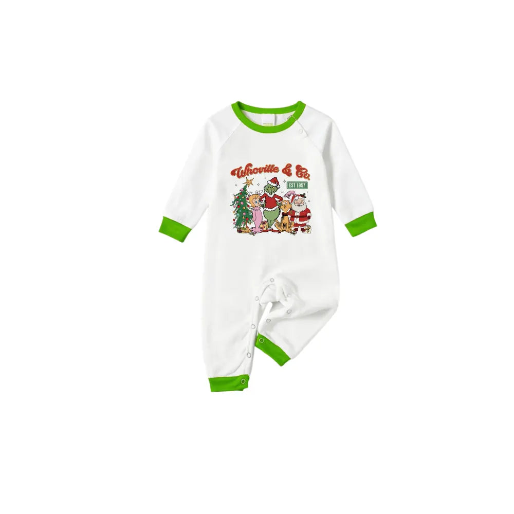 Holiday Family Christmas Pajamas Set With Playful Xmas Character Pattern Print