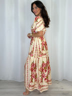 Floral Side Cut Out V-Neck Maxi Dress