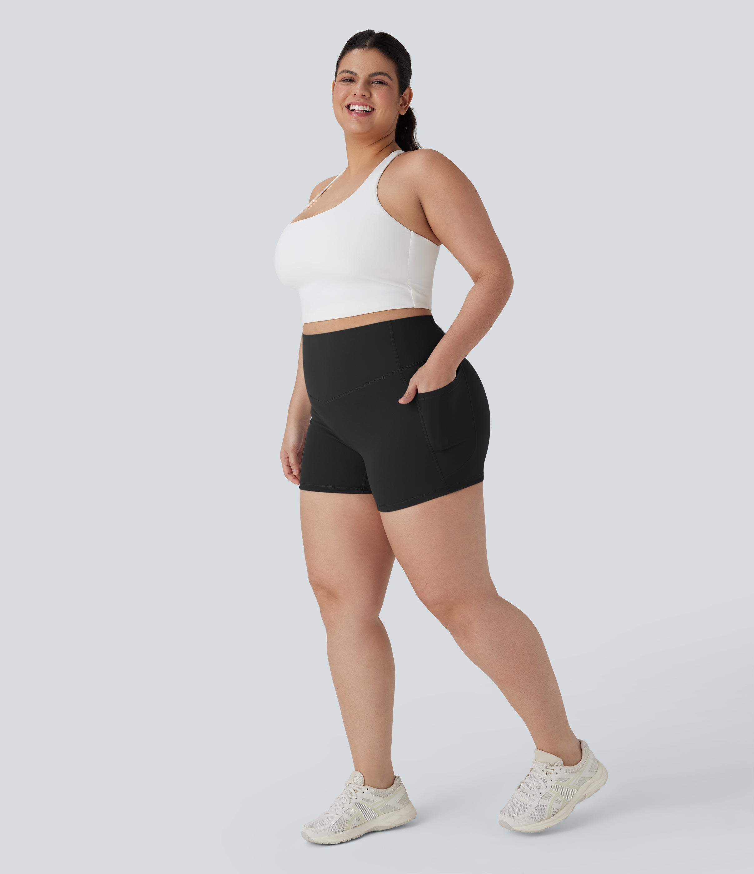 Plus Size UltraSculptTM SoCinched High Waisted Tummy Control Training Biker Shorts 3'' with Pockets