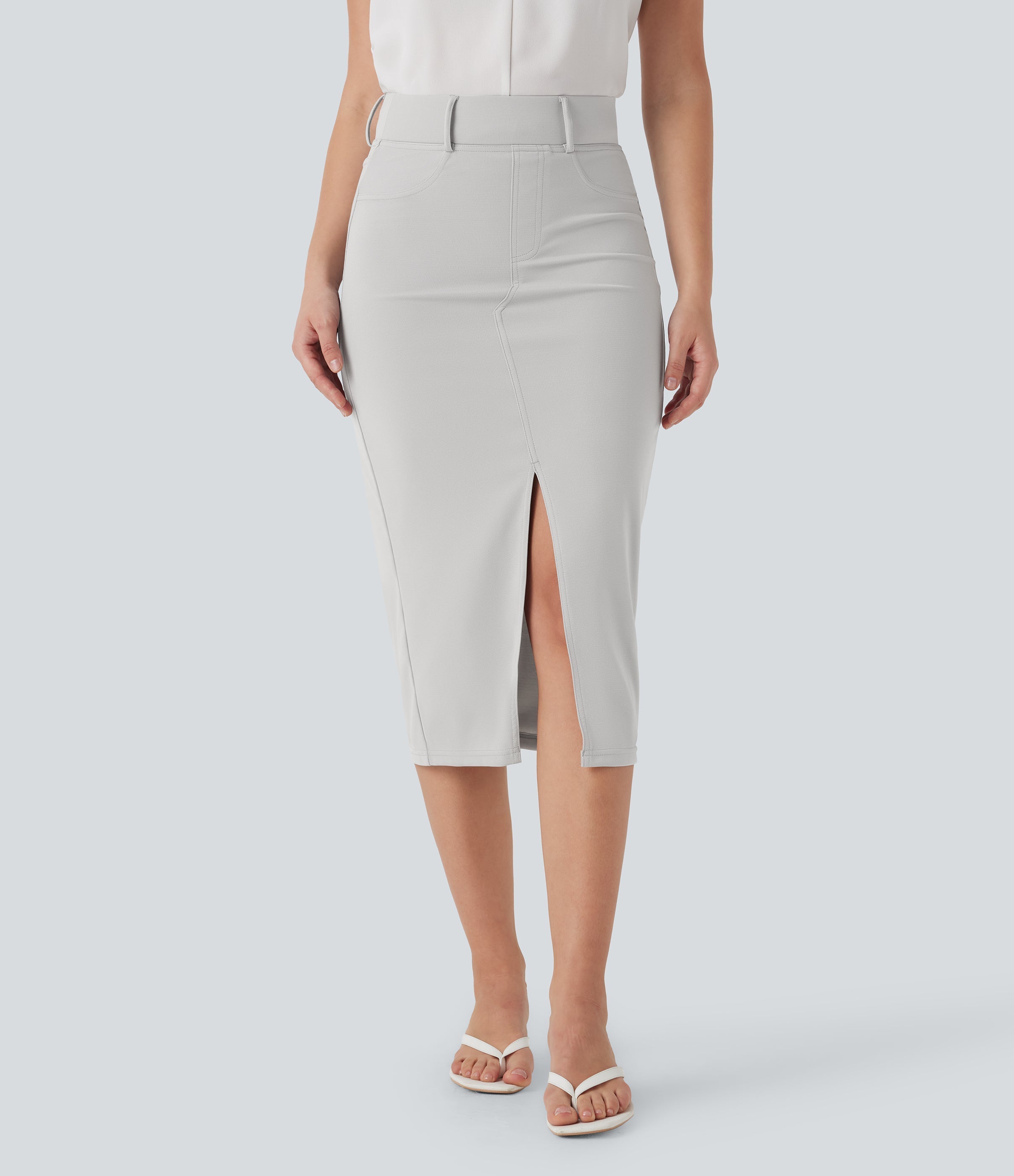 High Waisted Tummy Control Butt Lifting Casual Bodycon Skirt with Built-in Shapewear Shorts