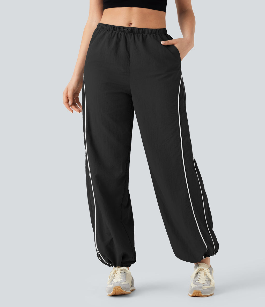 Mid Rise Wide Leg Cool Touch Casual Pants with Pockets