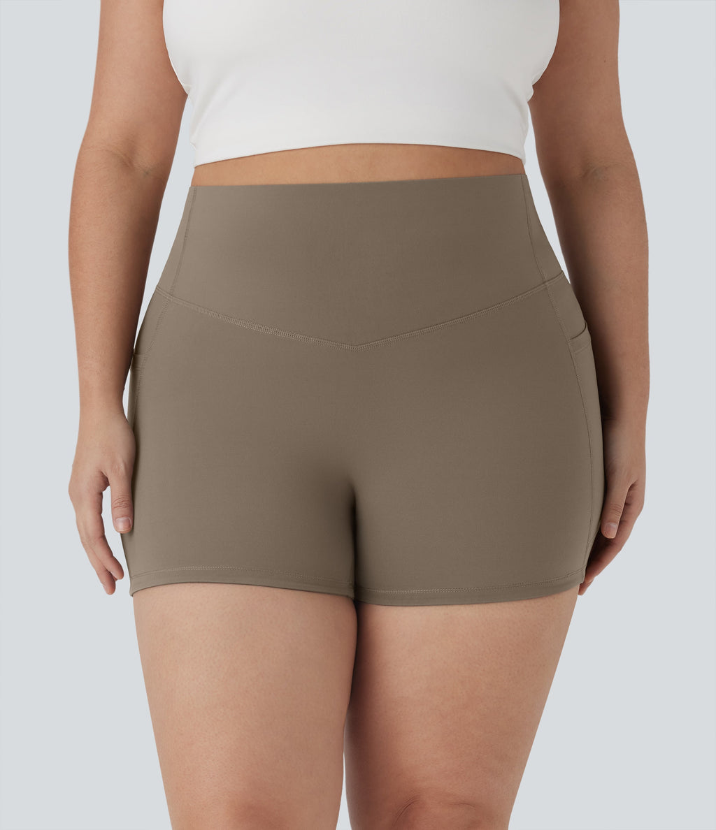 Plus Size UltraSculptTM SoCinched High Waisted Tummy Control Training Biker Shorts 3'' with Pockets