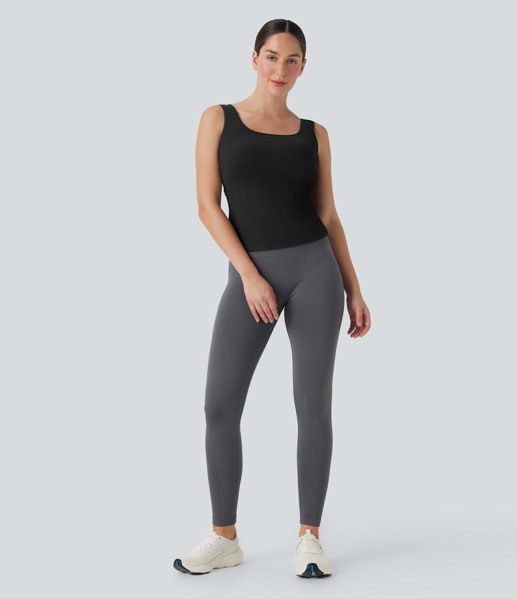 U Neck Crossover Yoga Tank Top-Longer Length-D/DD/DDD/F Cups