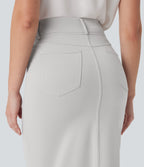 High Waisted Tummy Control Butt Lifting Casual Bodycon Skirt with Built-in Shapewear Shorts