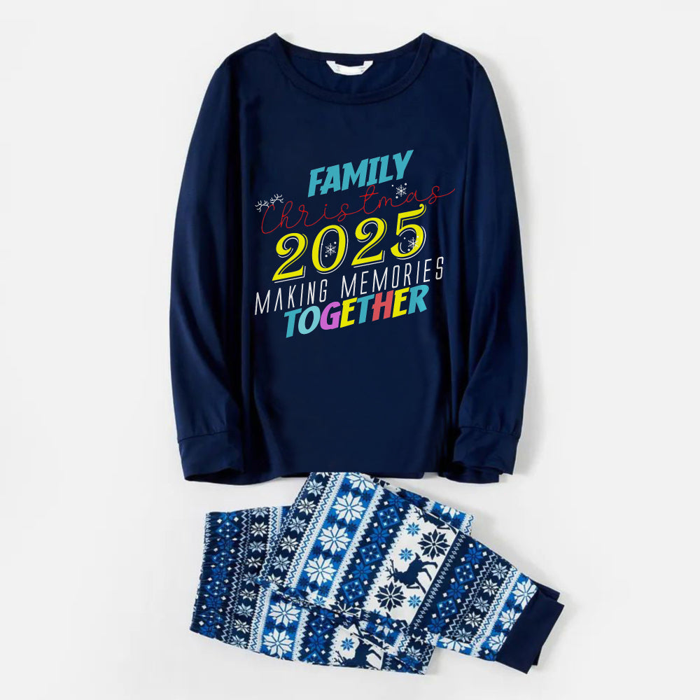 Joyful Blue Christmas Pajamas Set  With Family Matching Jolly Text