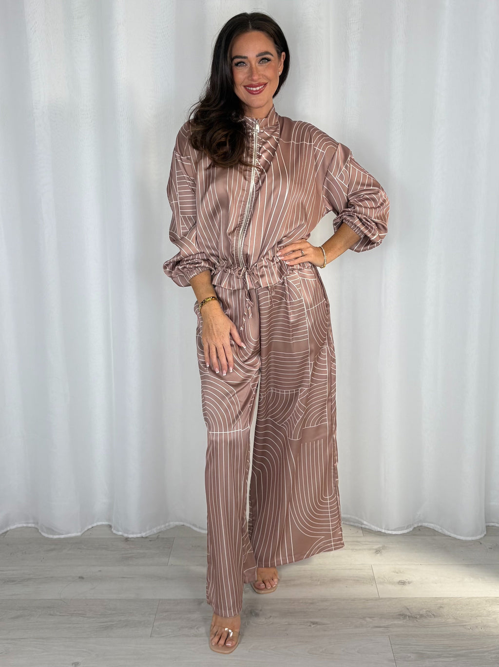 Silky Printed Bomber Jacket And Trouser Co-Ord (2 Colours)