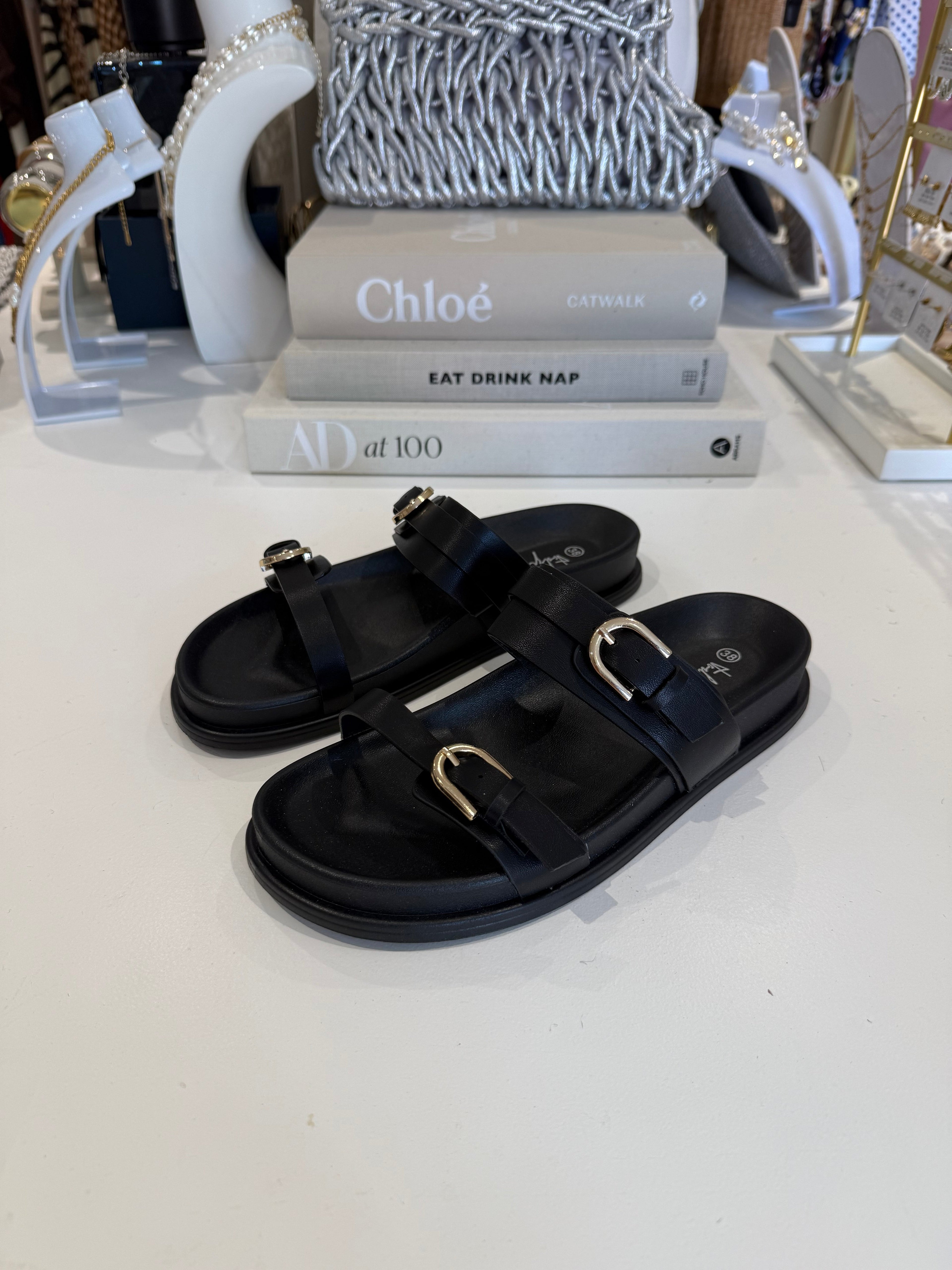 Gold Double Buckle Sandal (2 Colours)