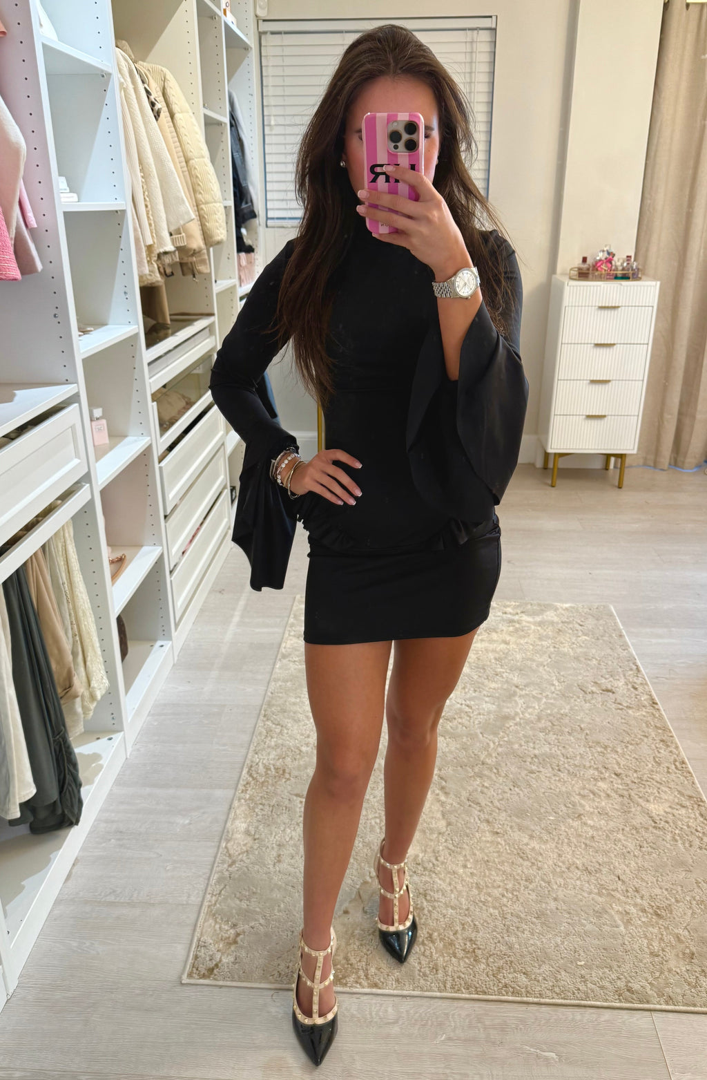 Long Sleeve Frill Mini Dress (2 Colours)