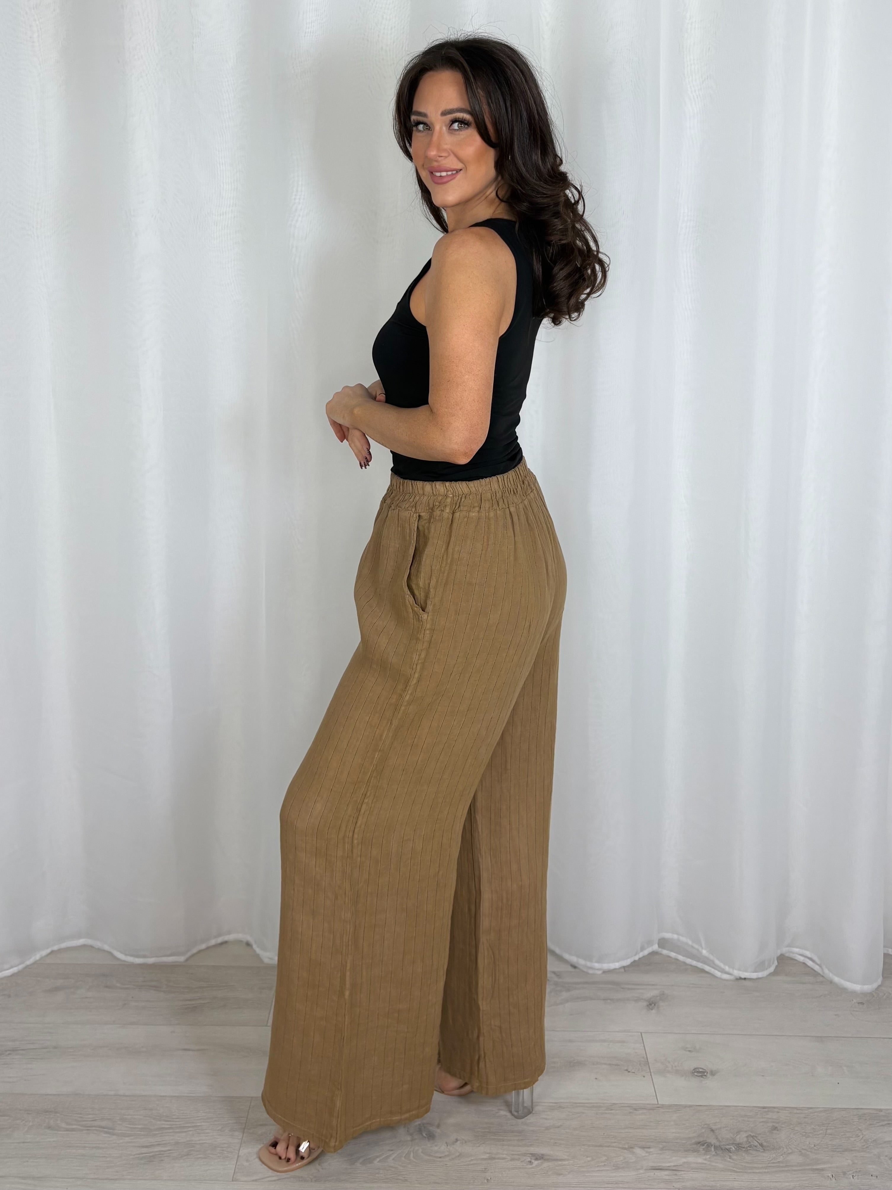 Linen Pinstripe Trousers (7 Colours)