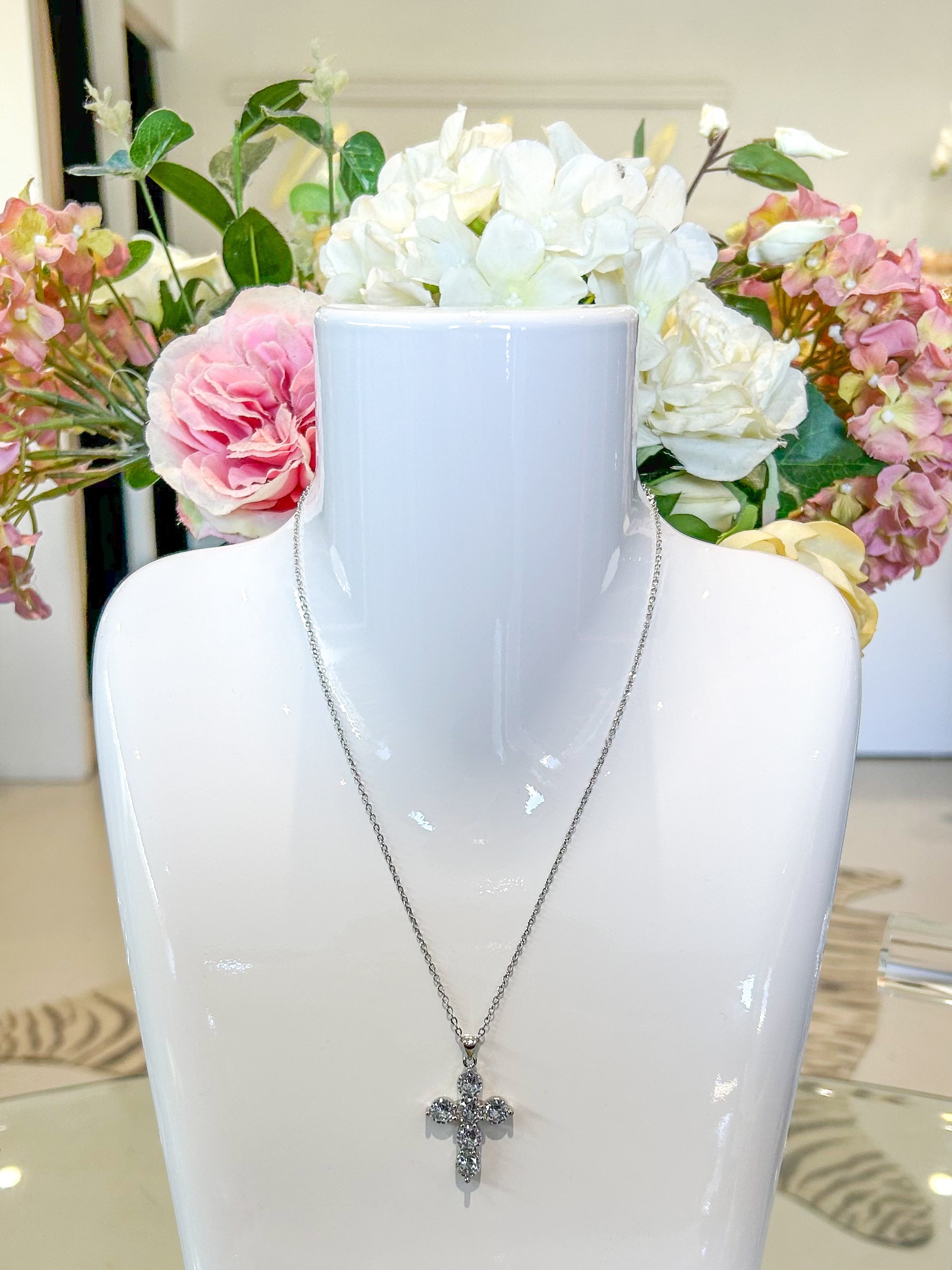 Cross Diamante Necklace (2 Colours)
