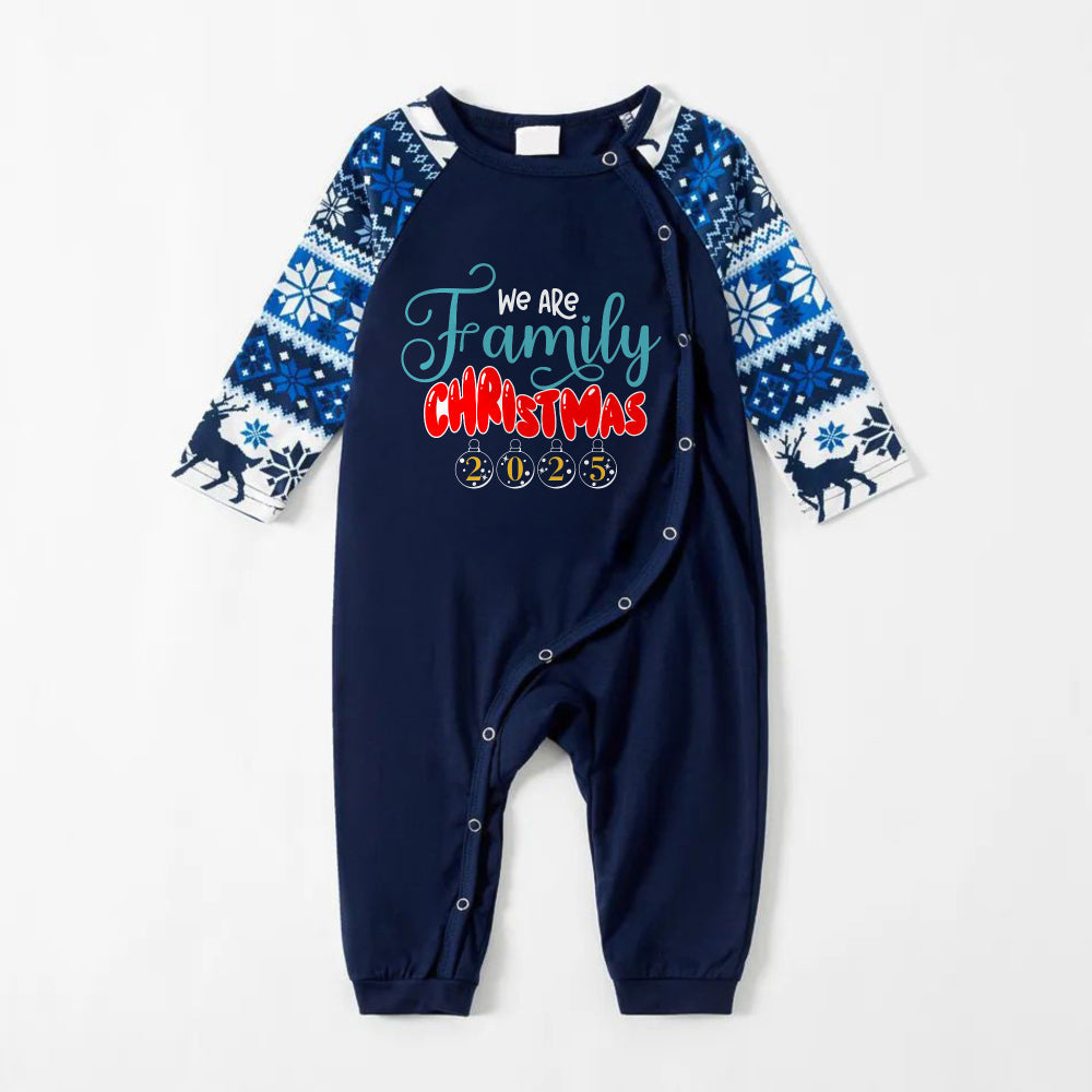 Joyful Blue Christmas Pajamas Set  With Family Holiday Quotes