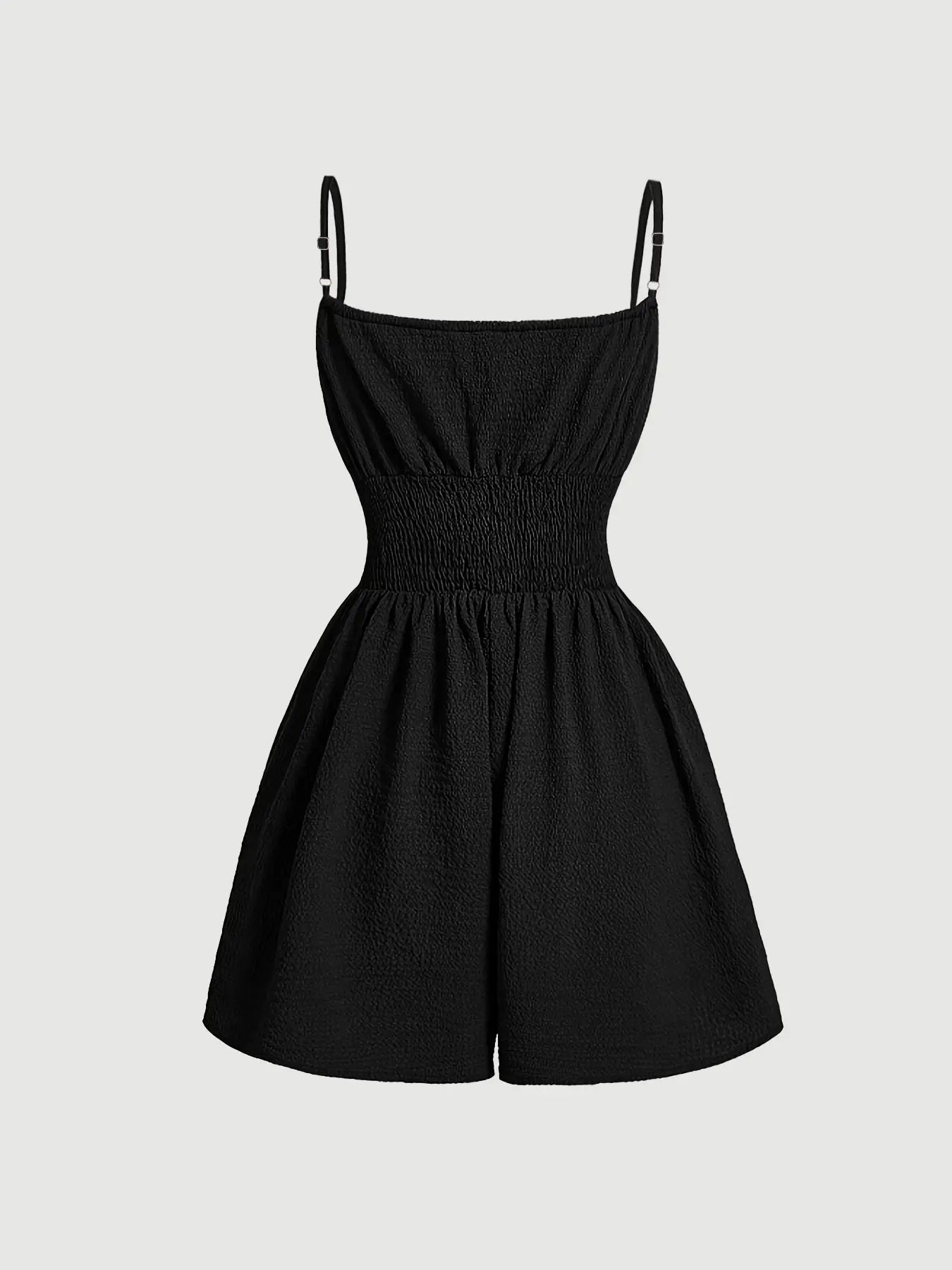 Women's Casual Sleeveless Romper with Front Tie and Elastic Waist