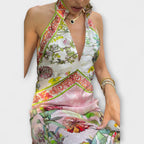 Ayla - Floral Pattern Sleeveless Open Back Maxi Dress