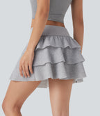 Low Rise Ruffle 2-in-1 Mini Casual Skirt with Pockets