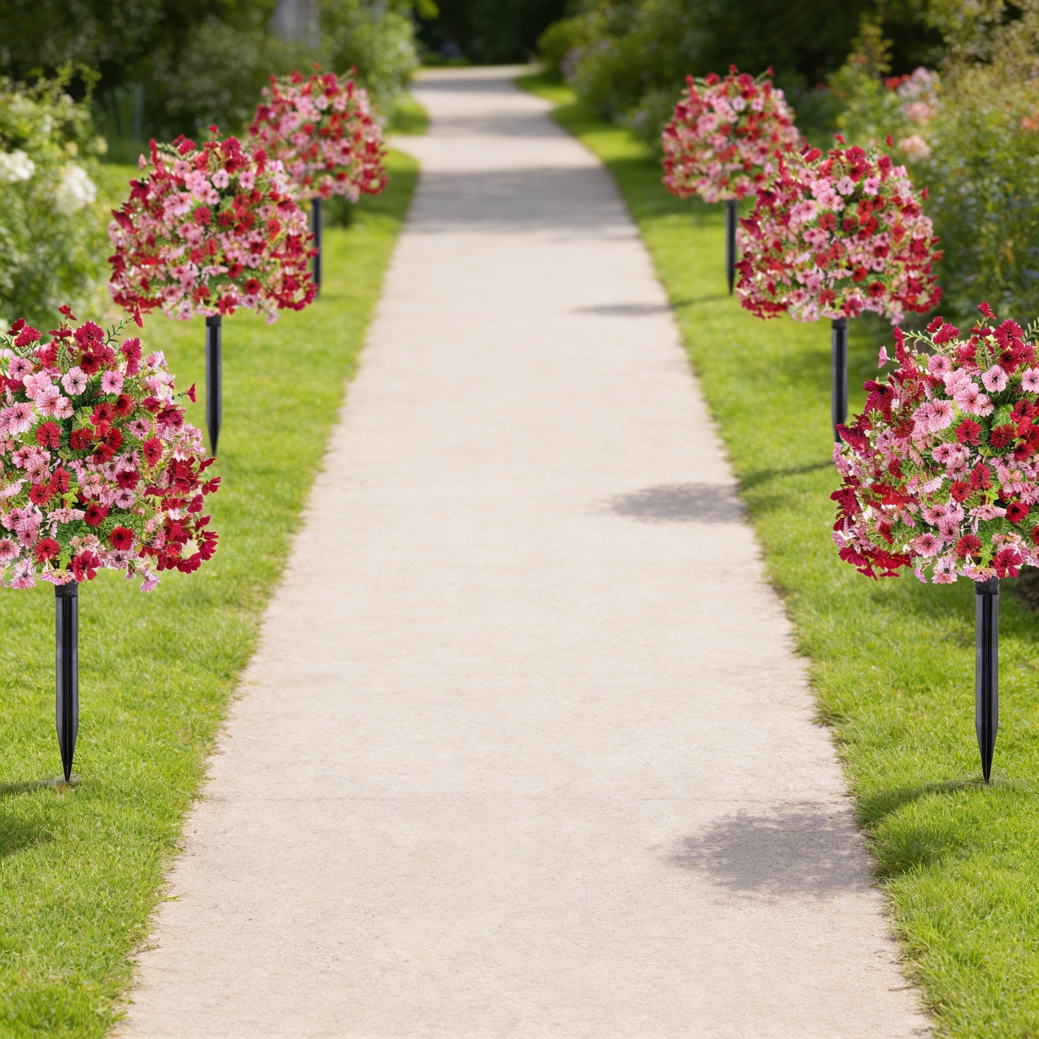 Outdoor Artificial flowers garden stakes – Waterproof,Windproof,UV Resistant Outdoor Faux Floral Decor