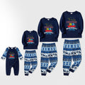 Joyful Blue Christmas Pajamas Set  With Christmas Text Pattern Edition