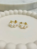 Small Gold Pearl Loop Earrings