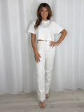 Off-White Raw Hem Straight Leg Jeans