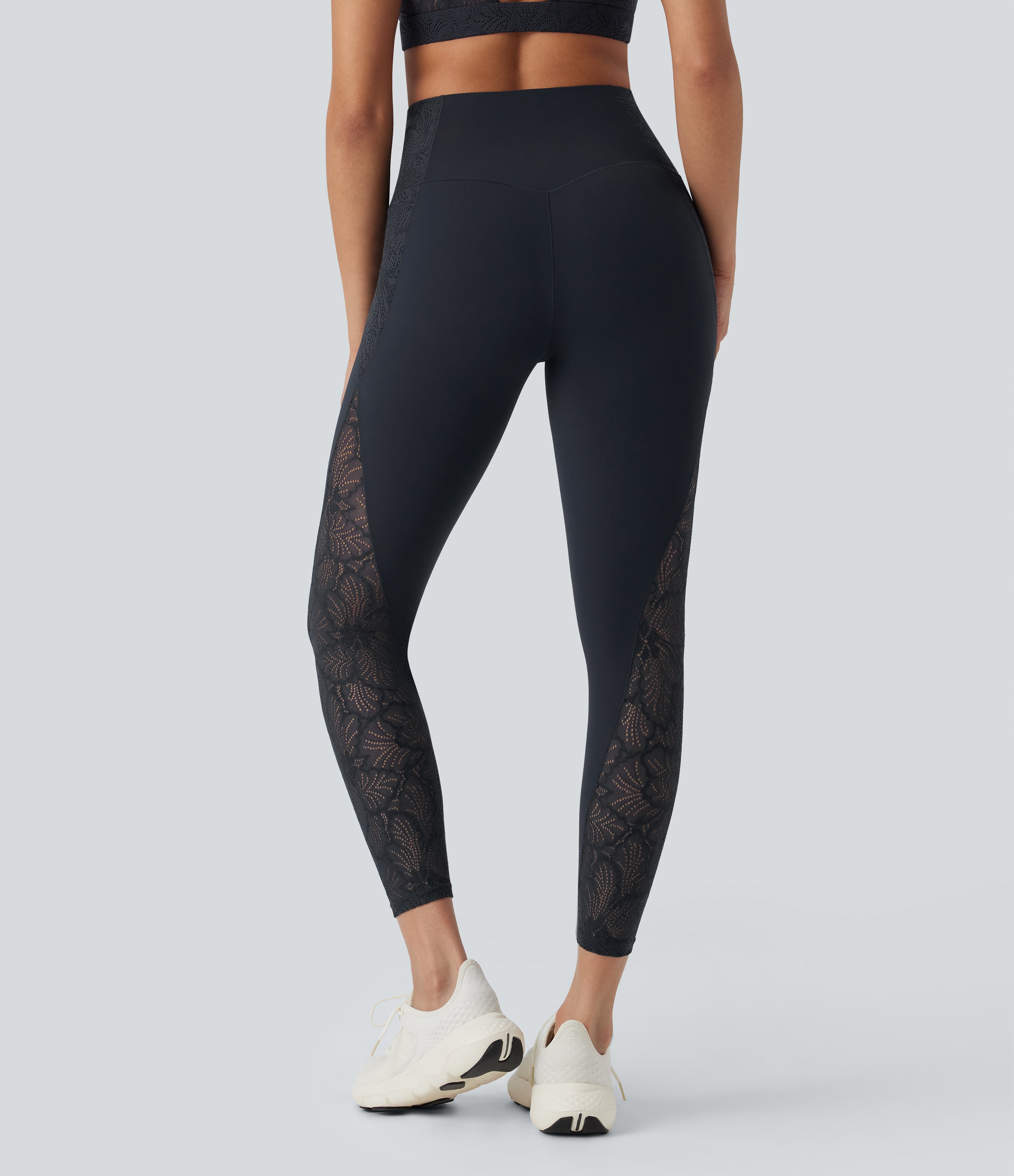 UltraSculptTM SoCinched High Waisted Tummy Control Contrast Lace Shaping Training Leggings with Pockets