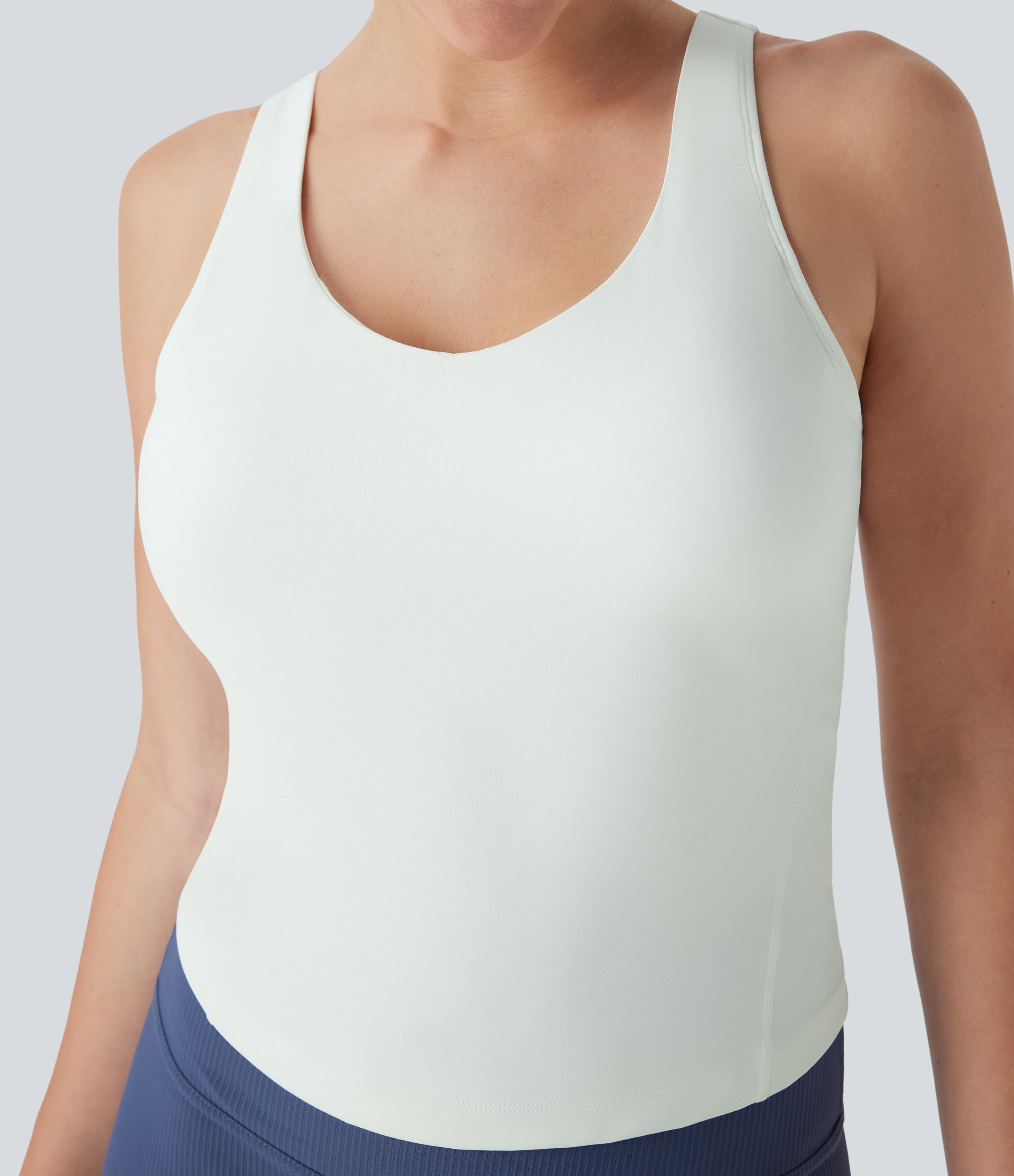 SoftlyZeroTM Plush Padded V Neck Running Tank Top-D/DD/DDD/F Cups