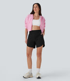 BreezefulTM High Waisted Pockets 2-in-1 Curved Hem Quick Dry Running Shorts 5.5''-Longer Length