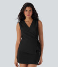 V Neck Wrapped Crisscross Lace Up Work Vest