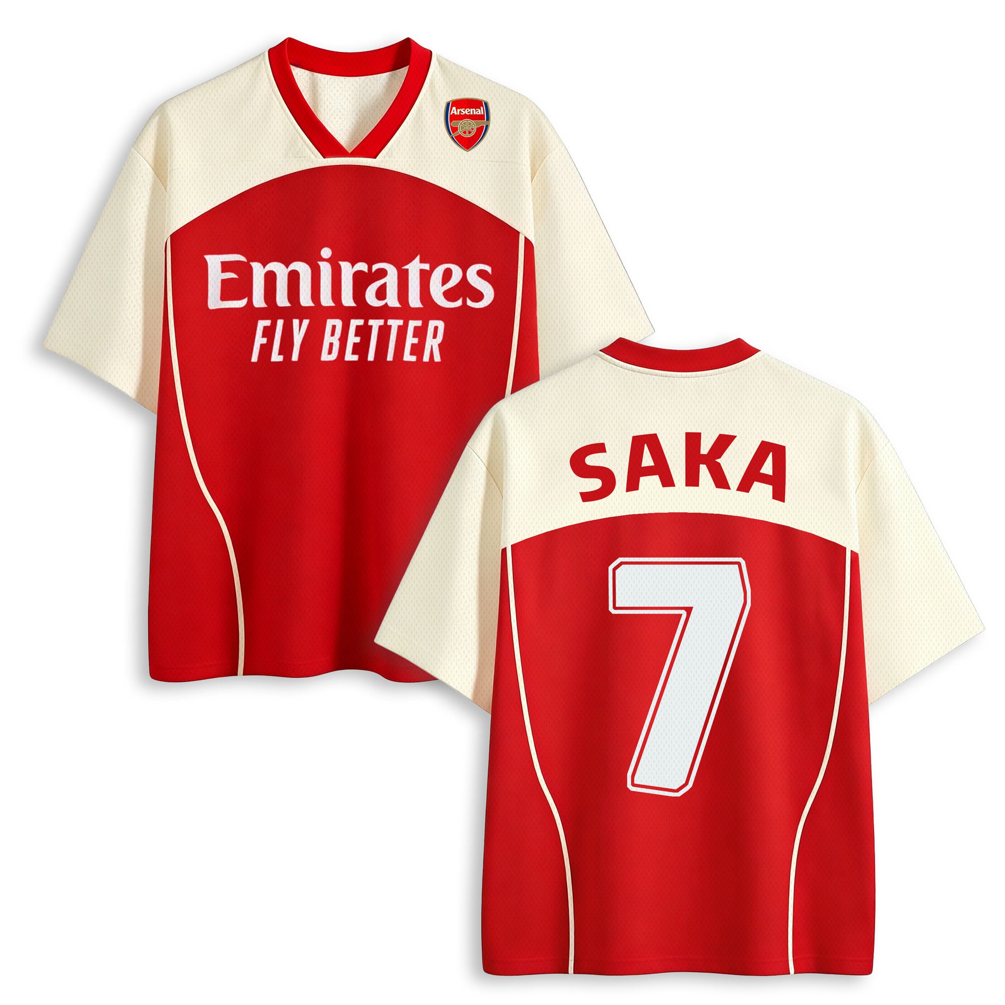 Bukayo Saka #7 Arsenal Vintage Soccer Mesh Jersey