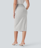 High Waisted Tummy Control Butt Lifting Casual Bodycon Skirt with Built-in Shapewear Shorts
