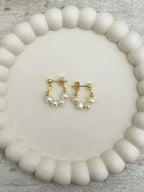 Small Gold Pearl Loop Earrings