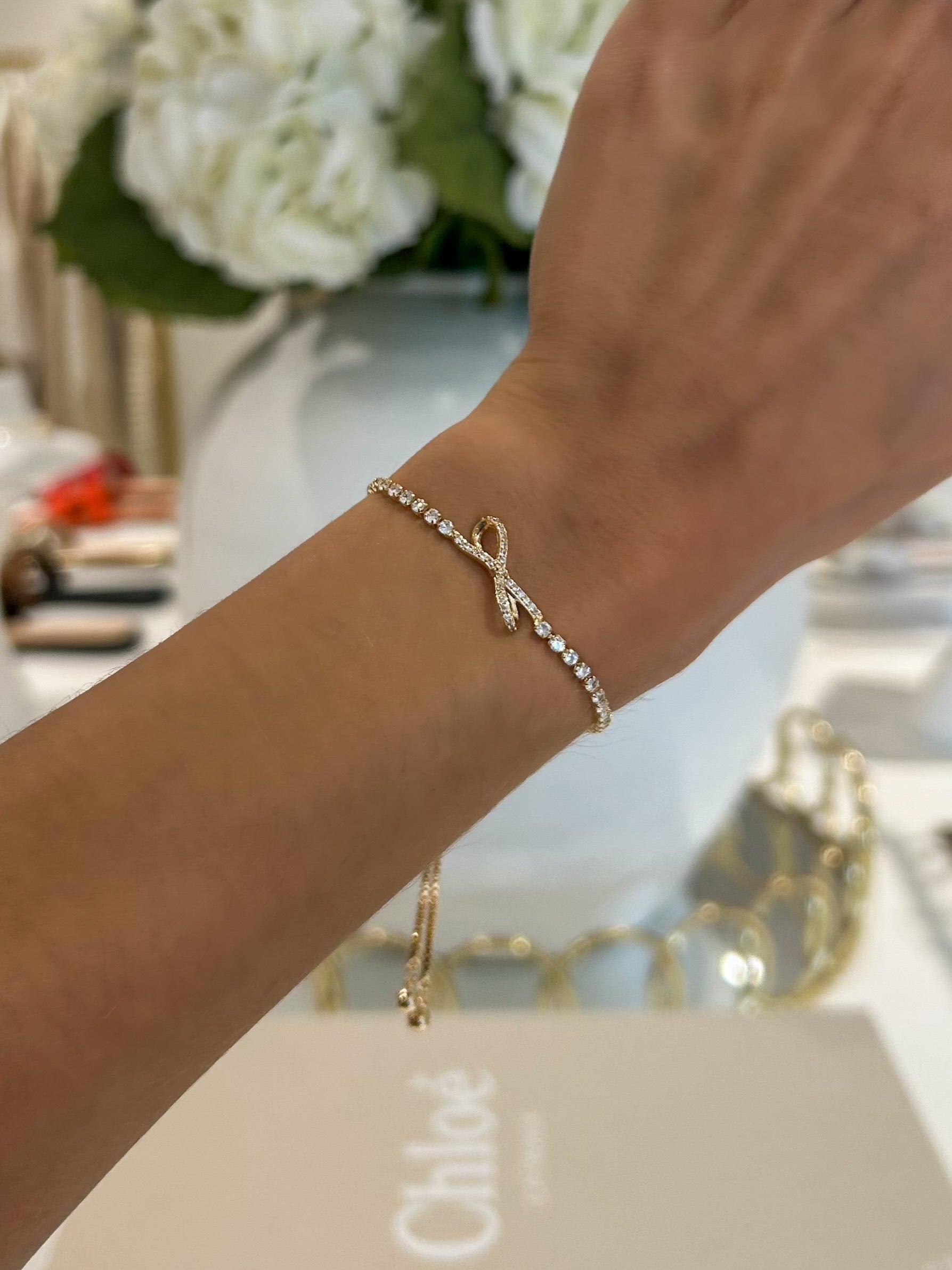 Diamante Bow Adjustable Bracelet (2 Colours)