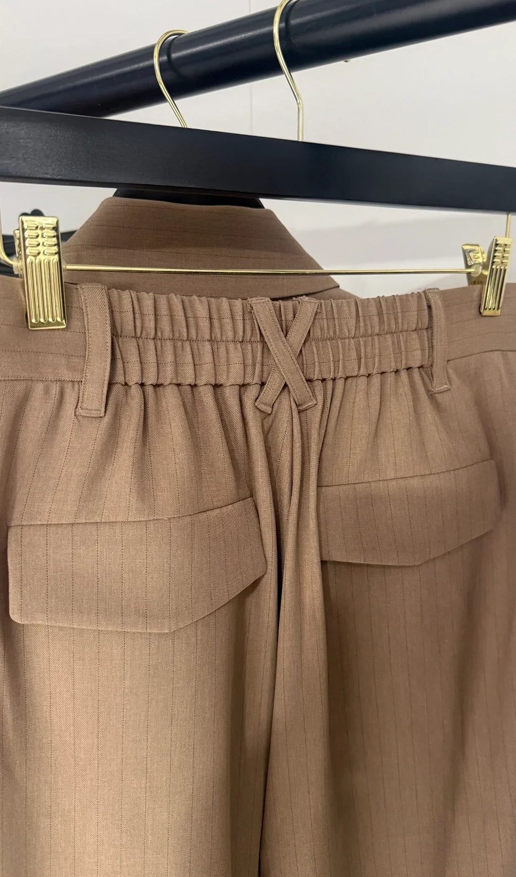 KENSINGTON - Pinstripe Shirt Trouser Suit (Taupe)
