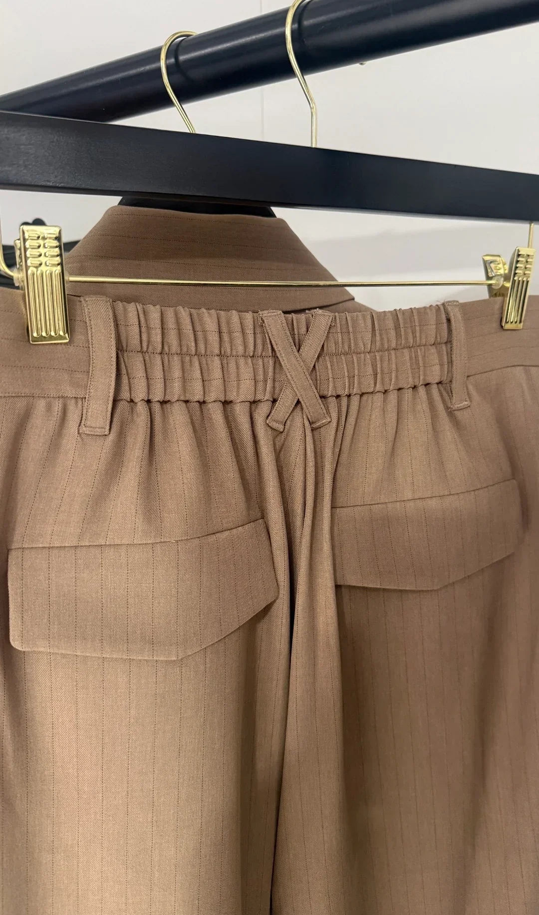 KENSINGTON - Pinstripe Shirt Trouser Suit (Taupe)